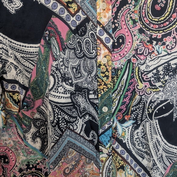 Lauren Ralph Lauren Handkerchief Patchwork Bright Button Up Shirt 1X Lightweight - Picture 2 of 8